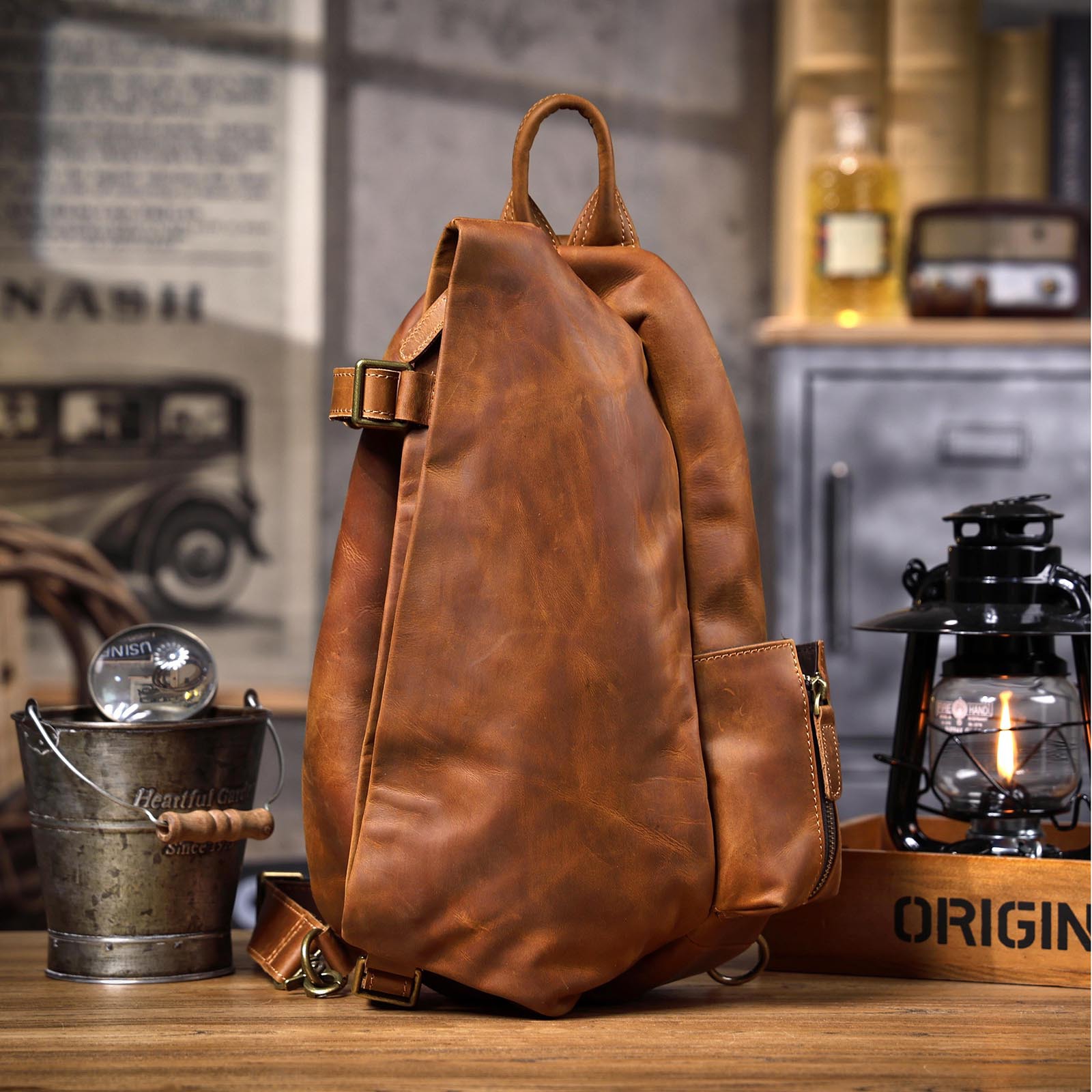 Travel Organizer Men - 빈티지 오거나이저 디자이너 크레이지 호스 소가죽