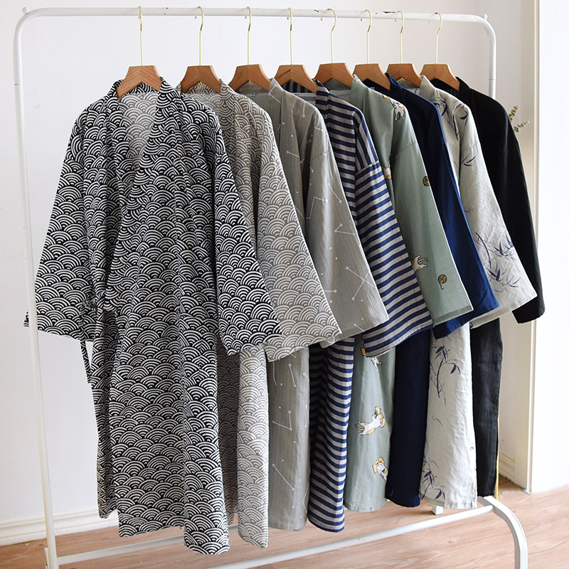 Men'S Kimono Accessories - 일본 순수 코튼 거즈 목욕 가운