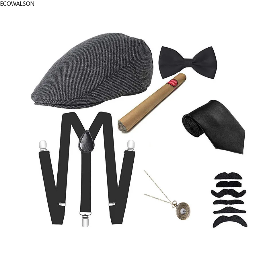 5피스 무대 의상 액세서리 세트 30년대 맨해튼 갱스터 - Men'S Accessories In The 1920S 리뷰 및 가격