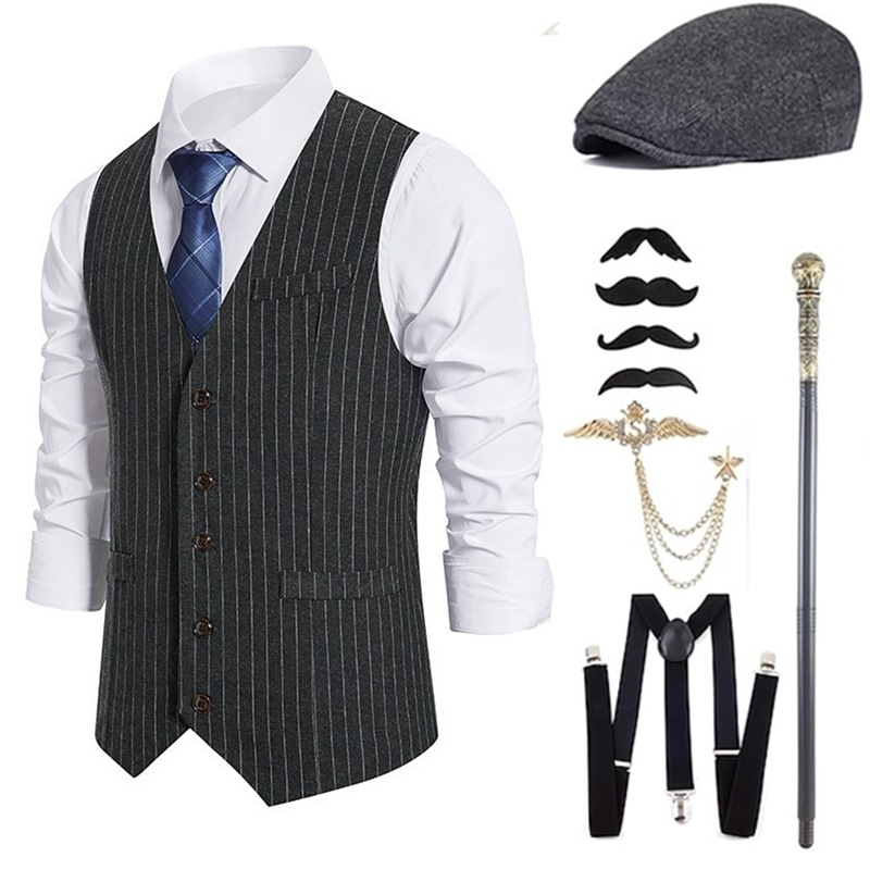 남성 갱스터 의상 및 액세서리 세트 스팀펑크 조끼 피키 - Men'S Accessories In The 1920S 리뷰 및 가격